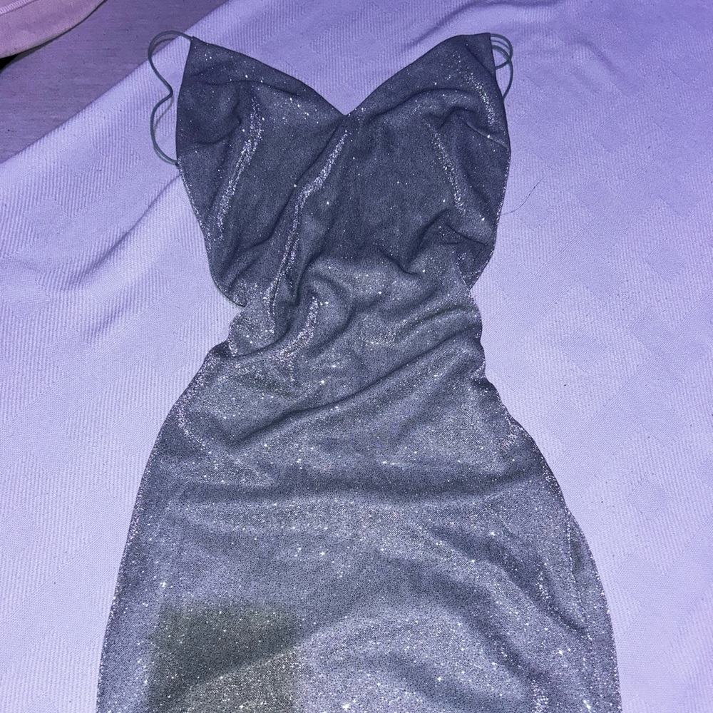 Elegant Silver Glitter Dress